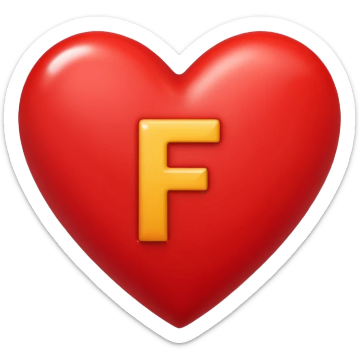 un corazon rojo con la letra f en el centro pero para un emoji sticker
