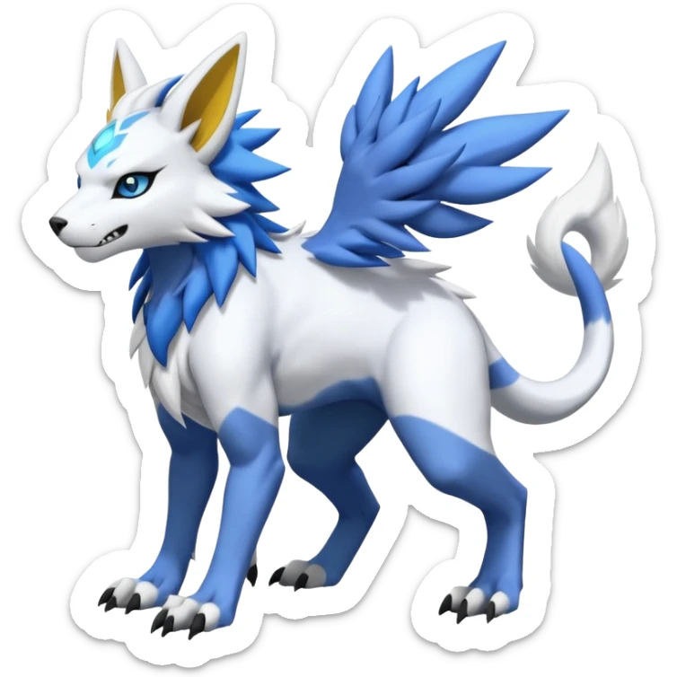 Garurumon-Zeraora-Renamon-Absol-fusion-hybrid-creature (full body sticker