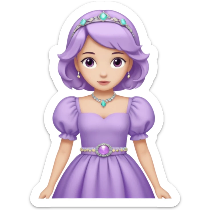A pastel purple dress with puffed sleeves and gemstone belt.




























 sticker