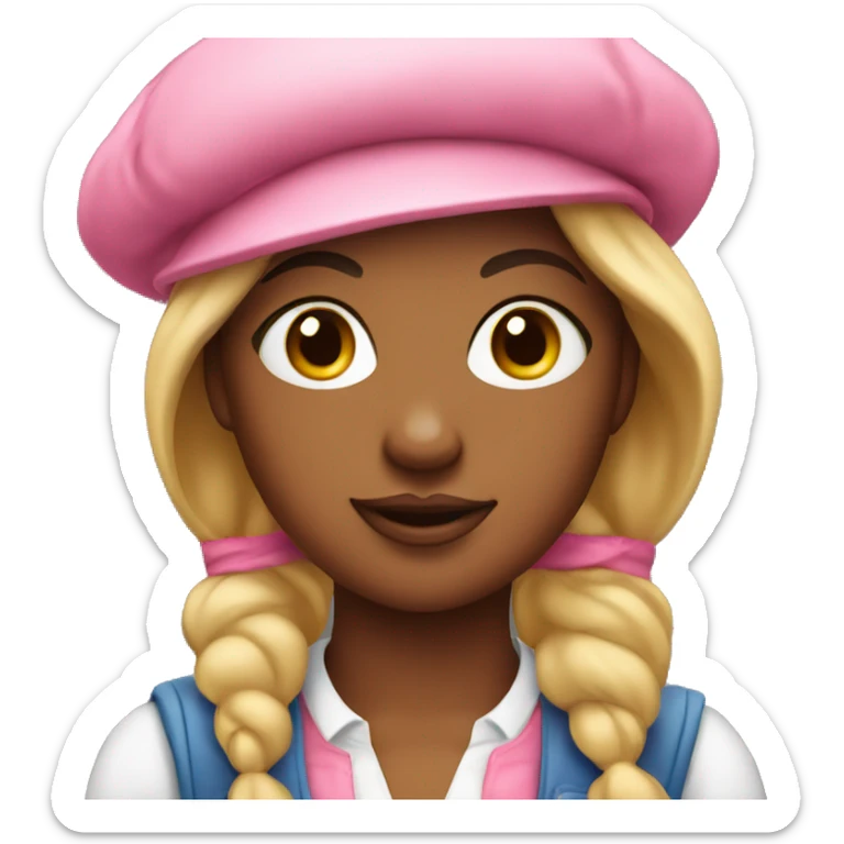 fair race girl artist in a pink beret sticker