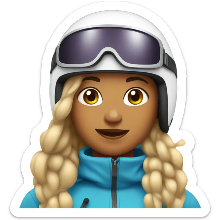 Ski girl with hair out of helmet  sticker