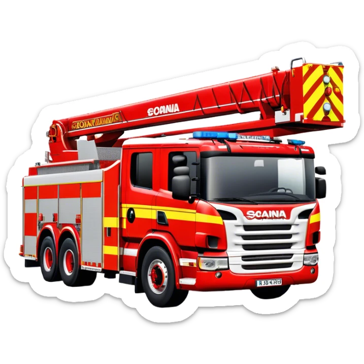 Fire Truck - Scania P320 Fire Truck (Model Year: 2015) (Iconic Colour: Red with white and yellow stripes) sticker
