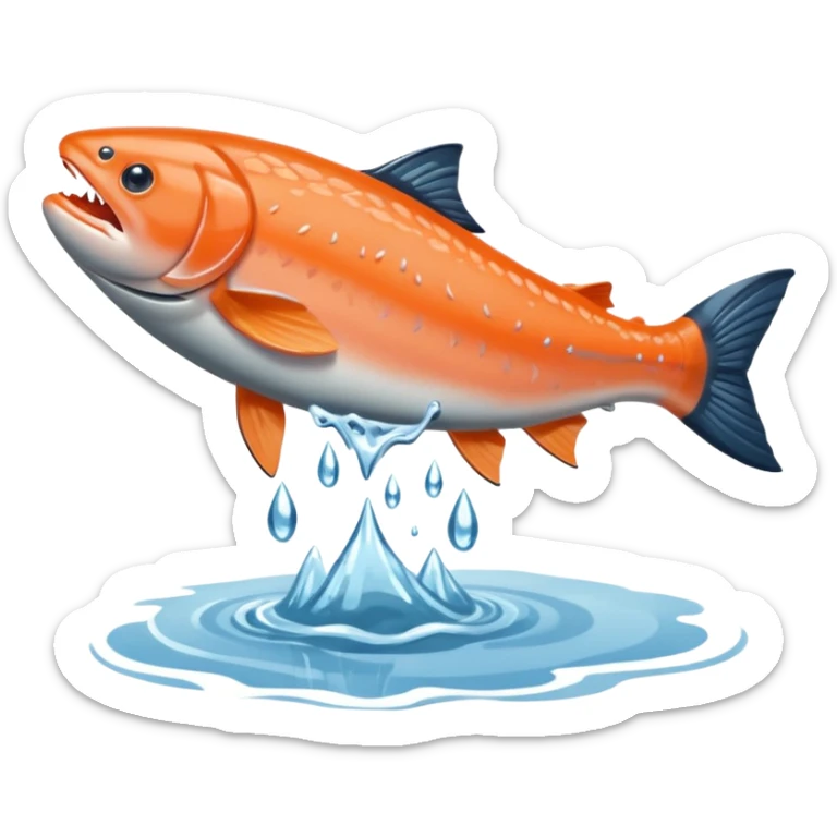 a salmon flopping out of water, make it so its on land flopping around sticker
