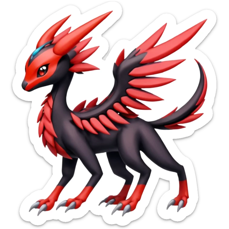 Meloetta-Nargacuga-Yveltal-Pokémon-Fakémon-hybrid-fusion-creature sticker
