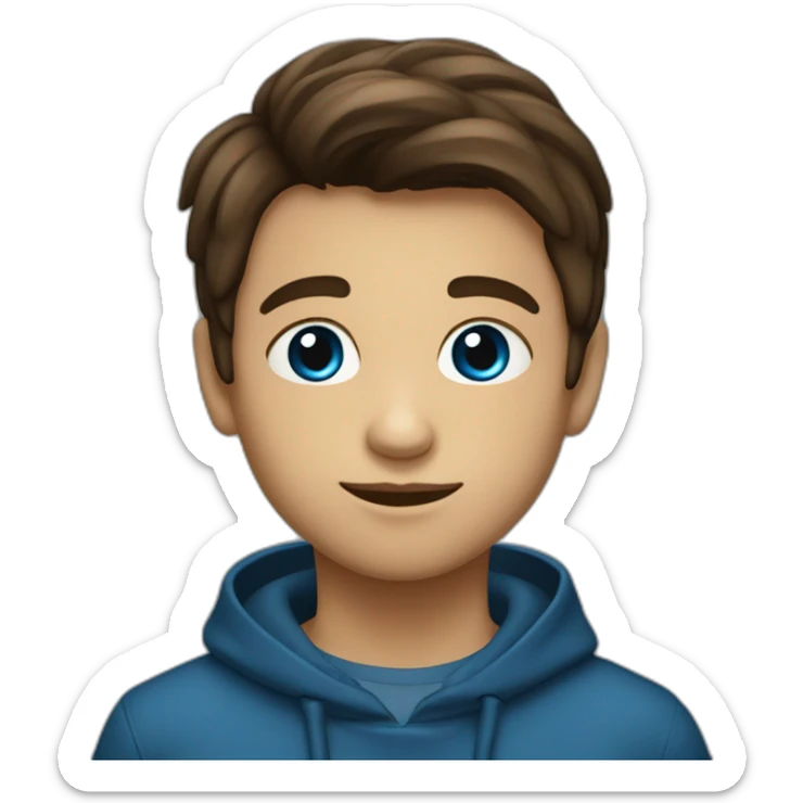 un niño con pelo liso y cafe medio oscuro con ojos azules sticker