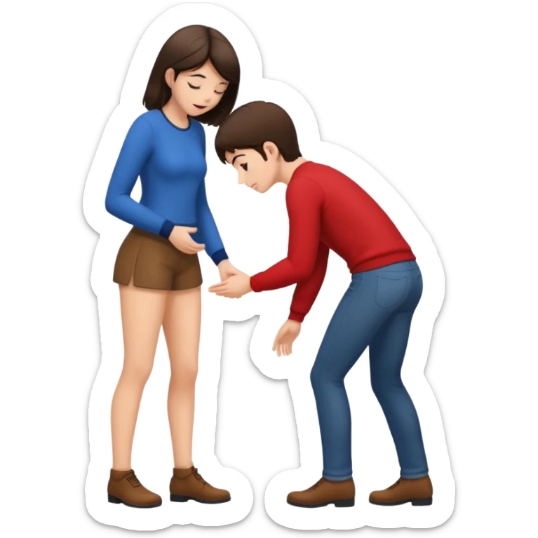 A brunette girl touching the butt of a brunette boy sticker