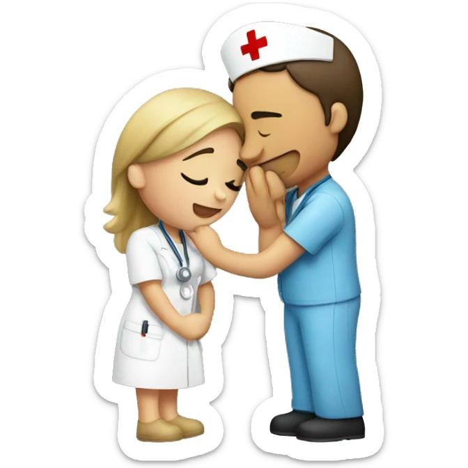 Nurse kissing nurse  sticker