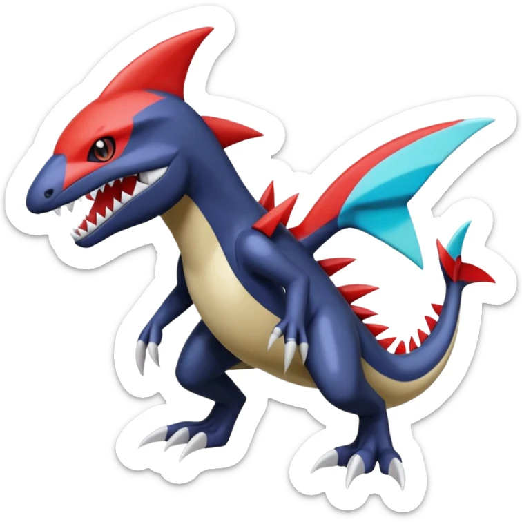Meloetta-Guilmon-Garchomp-Sharpedo-Darkrai-Pokémon-Fakémon-fusion-hybrid-creature sticker