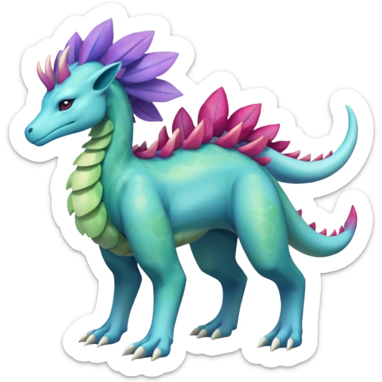 Meganium-Amaura-Suicune-Fakémon-fusion-creature (full body) sticker