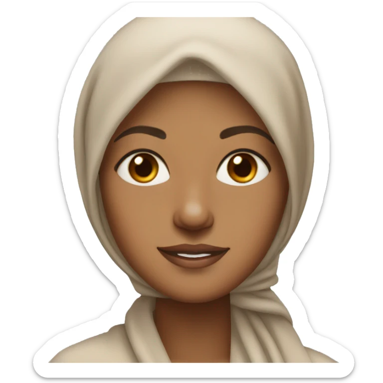 a woman with light brown eyes and tan skin wearing a headscarf sticker