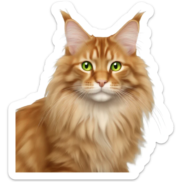 full shot of a Orange Maine coon with light green eyes sticker