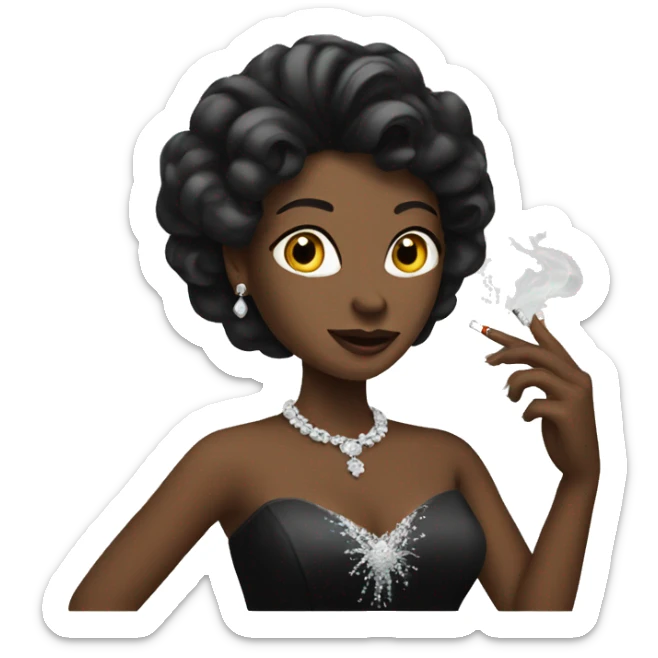 Woman wearing black wedding dress holding a cigarette  sticker