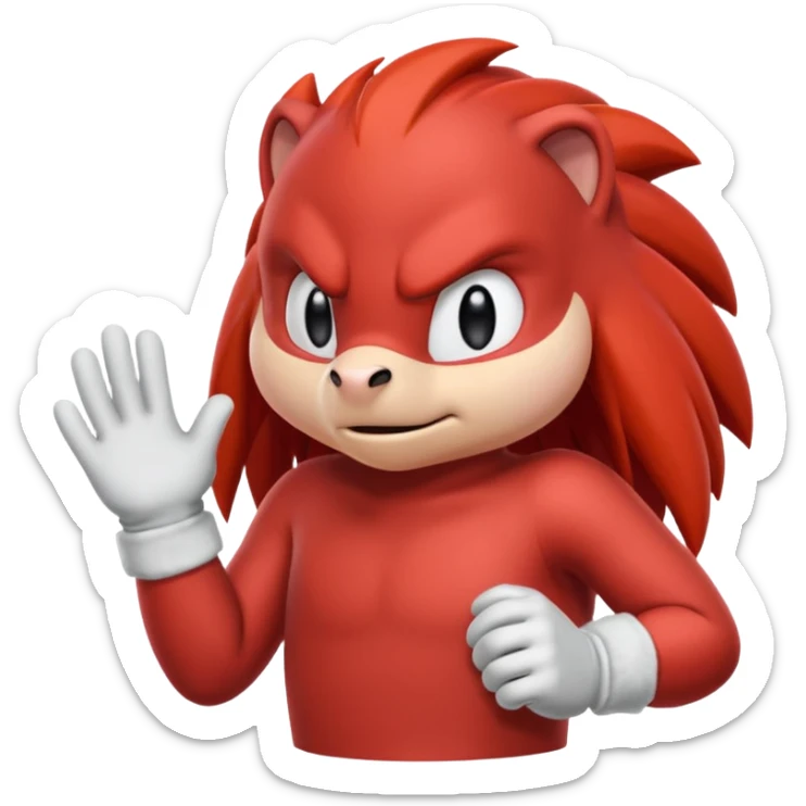 Sonic the hedgehogs friend knuckles a red animal with peach arms and white gloves sticker