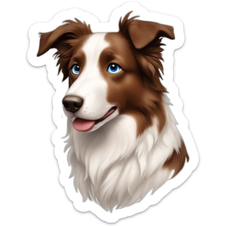 white red merle border collie with few brownish specks in the face and in the nose blue eyes sticker