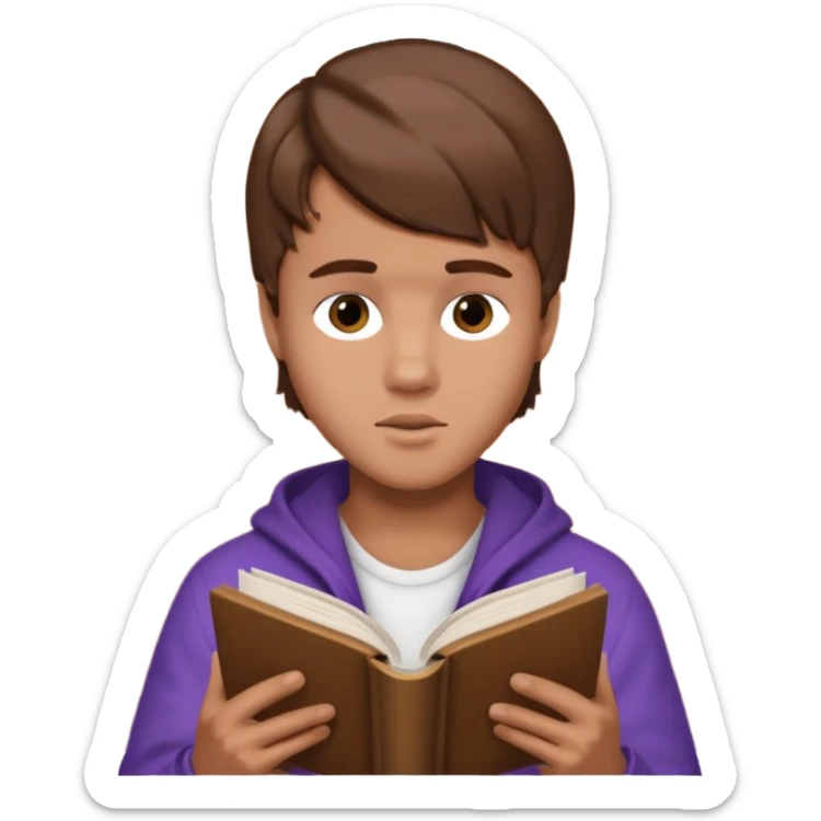justin bieber is reading a book sticker