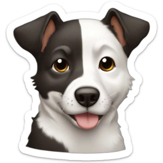 Perro ratonero bodeguero de manto blanco y manchas marrones en la cabeza y alguna pequeña pinta negra sticker