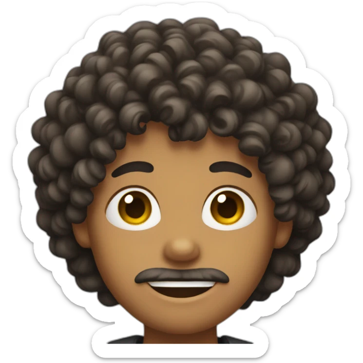 boy with curly hair and facial hair sticker