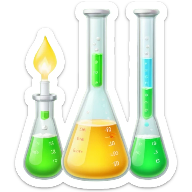 hi-lighters lemon baking soda uv light glowing formula in beaker/ test tube and baking soda in lab sticker