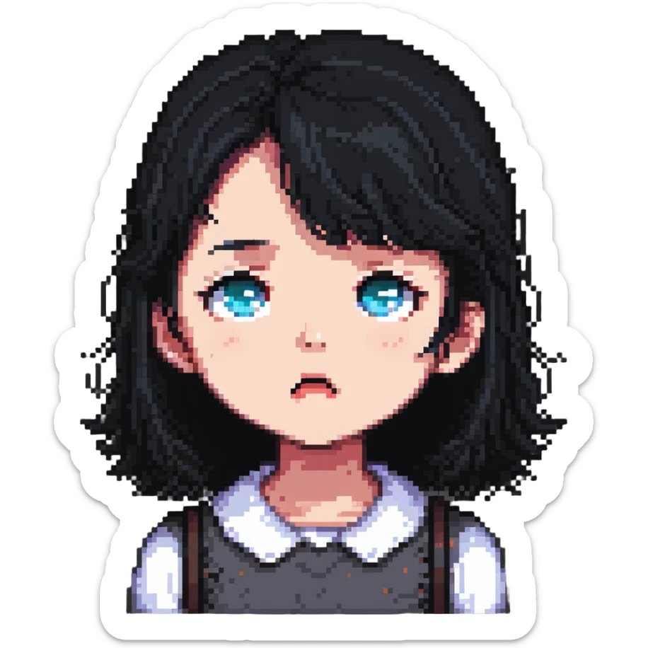confused black-haired girl with 'I don't know what I want to do' expression sticker