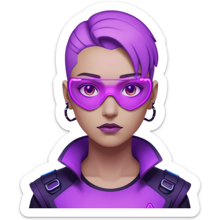 neutre gender neon cyberpunk light purple, I don't want you to use props, não utilizar óculos sticker