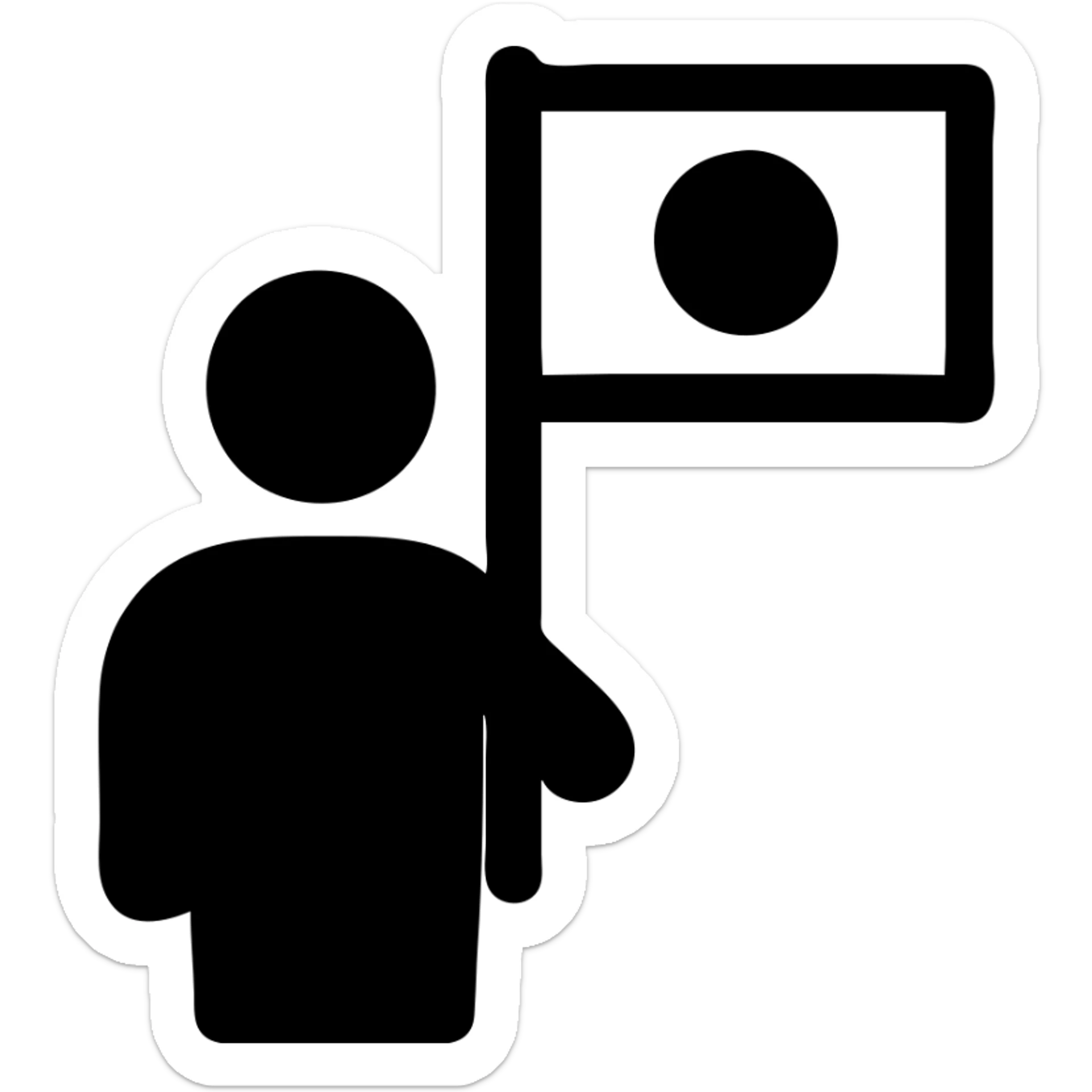 person with Japanese flag sticker