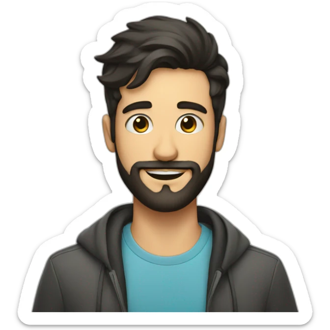 Face of dark haired man with beard and a banner behind his head celebrating his 30th birthday sticker