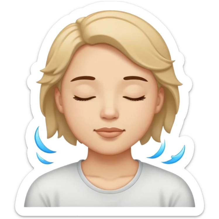 person relaxing with eyes closed enjoying a pleasurable breeze on their face sticker