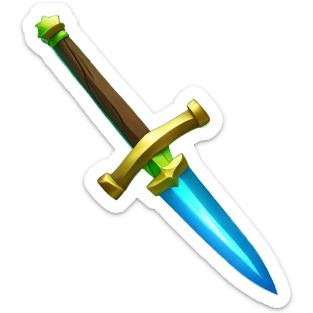 A mix Wood and Golden neon green star with a Sword in front sticker