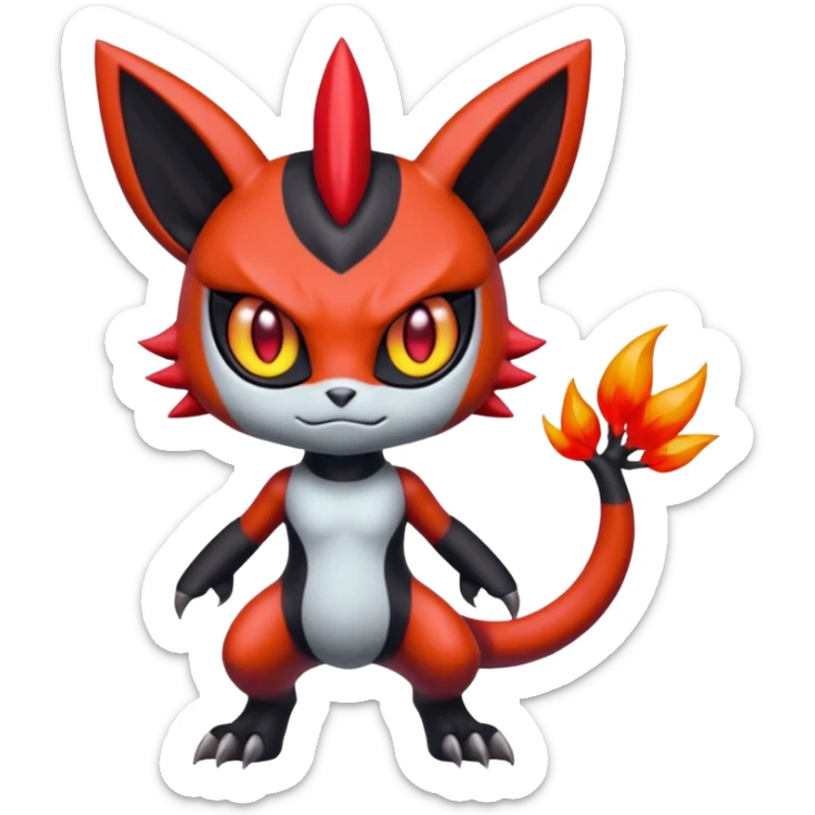 Colorful Shiny Cool Badass Spicy Evil Spooky Meloetta-Litten-Guilmon-Darkrai-Pokémon-Fakémon-fusion-hybrid-creature sticker