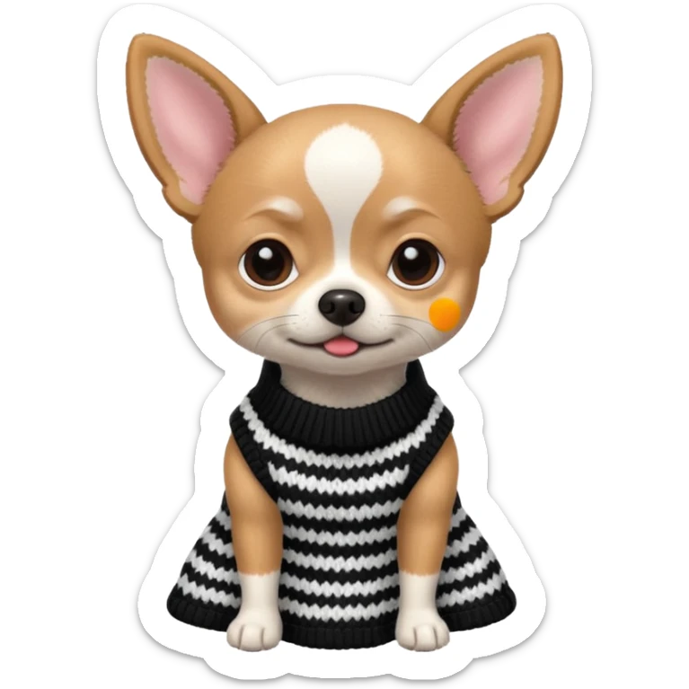 Chiuaua in bianco e nero con vestitino in maglia sticker