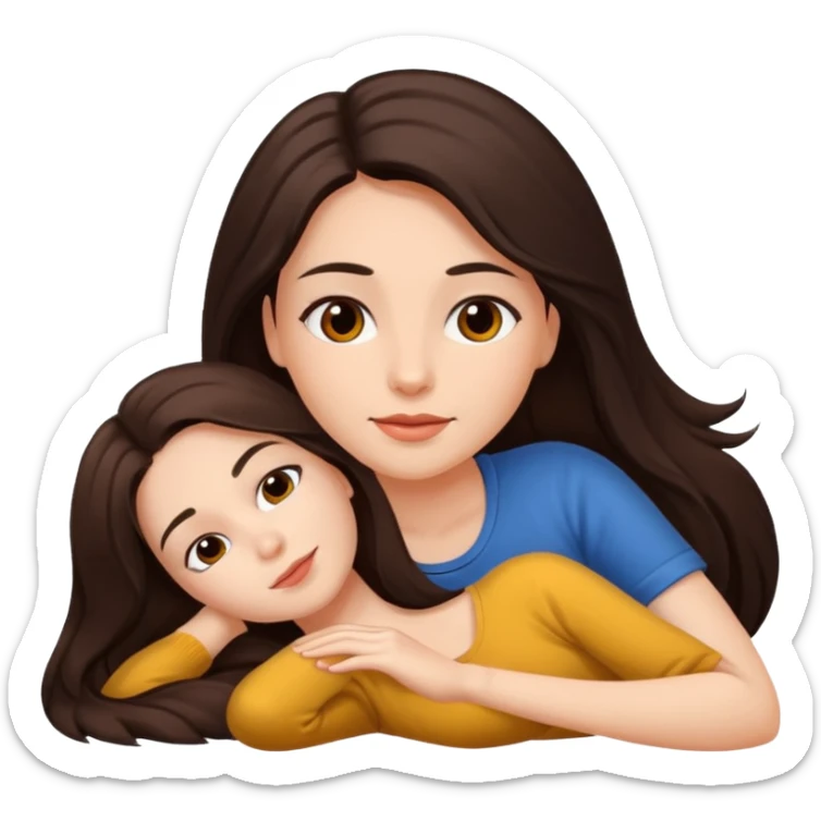 Mujer de pelo cafe oscuro y largo, y tez blanca. Se acuesta a dormir sola sticker