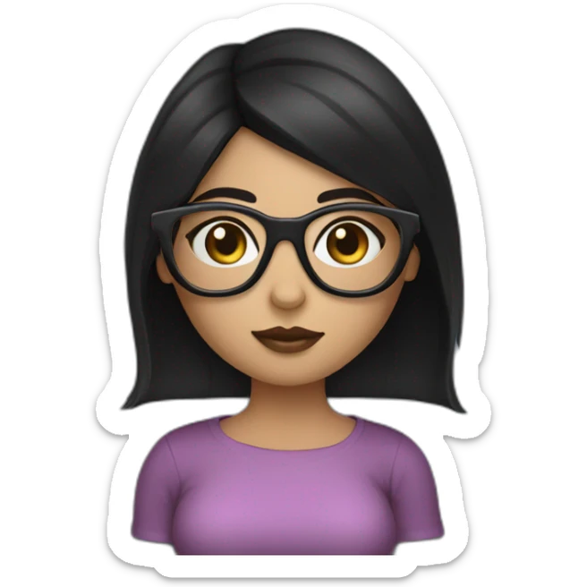 Brow girl with black hair and cat eye specs hour glass figure  sticker