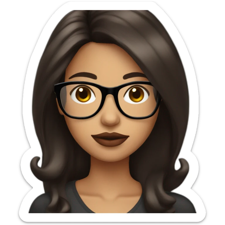 latina with glasses and dark brown straight hair with big lips sticker