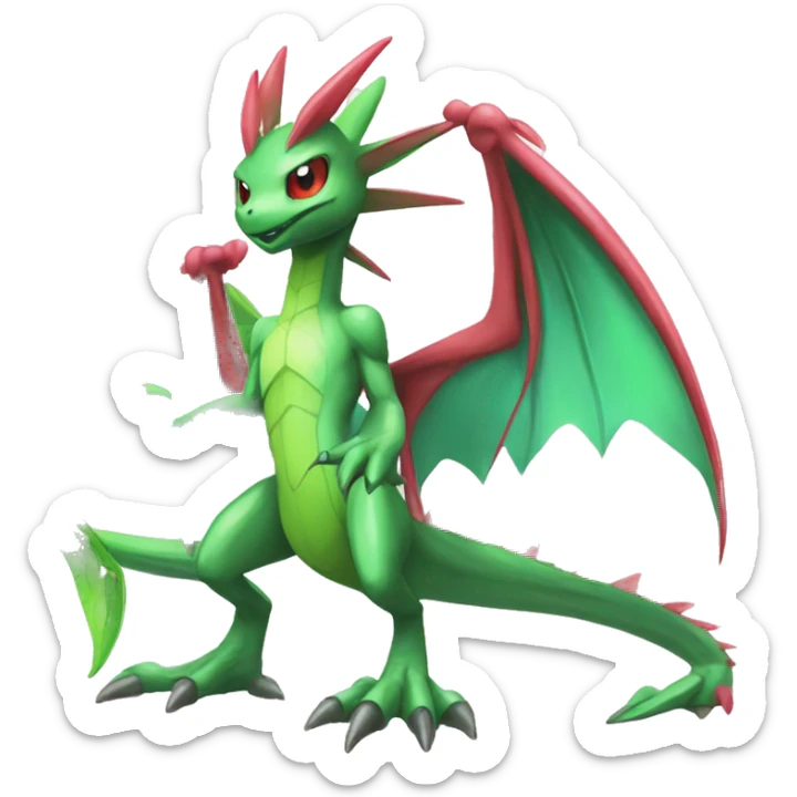 Full body sharp edgy shiny punk colorful Fairy-Flygon-Scyther-grovyle sticker