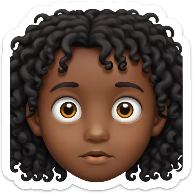 toddler boy face, African eyes, dark skin, black long curly hair sticker
