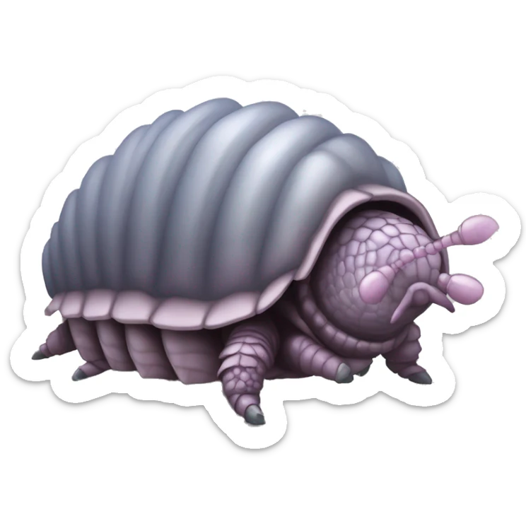 Lavender gray Pig armadillo isopod lobster fanned tail feathered tail pig armadillo darth Vader face sticker