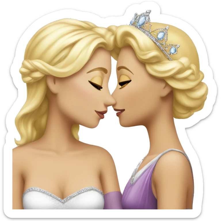 2 women princesses couple blonde kiss sticker