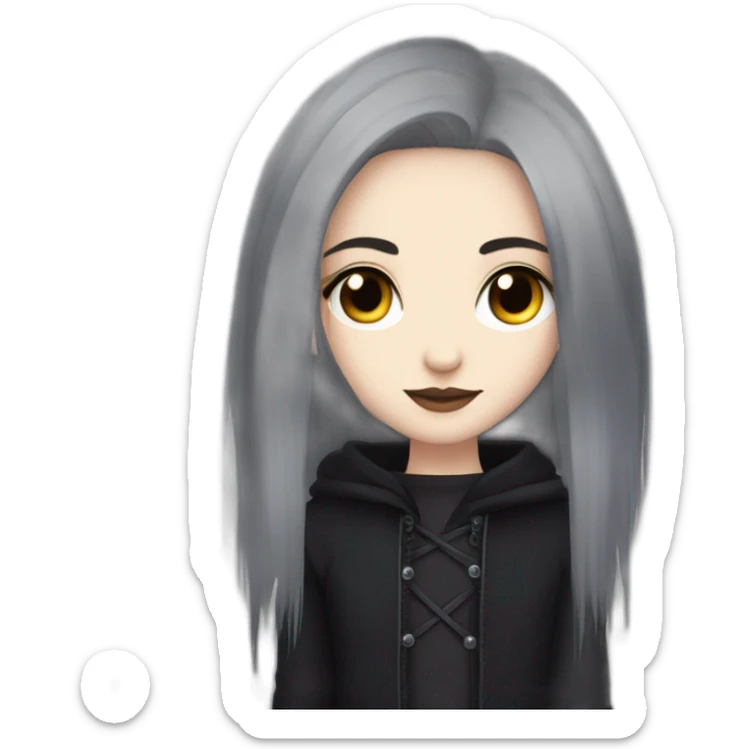 goth,girl,ash color hair,adorable,thin face,reddish eyes,gay,lesbian,cuddling sticker