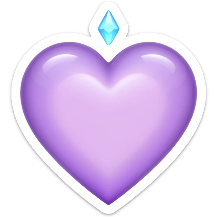 A light purple heart emoji that has the same shape as a normal heart emoji and light reflecting is from the tip of the heart and in straight shape sticker