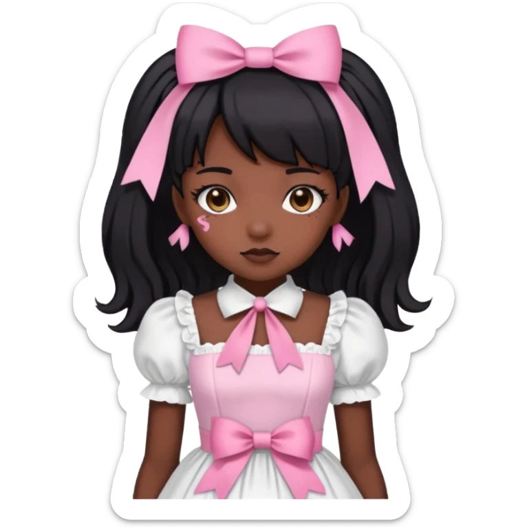 Pink dark skin Lolita with black hair sticker