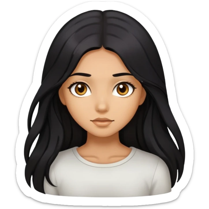 Fille bronzer mat de beau cheveux long noir et yeux marron clair que le visage  sticker