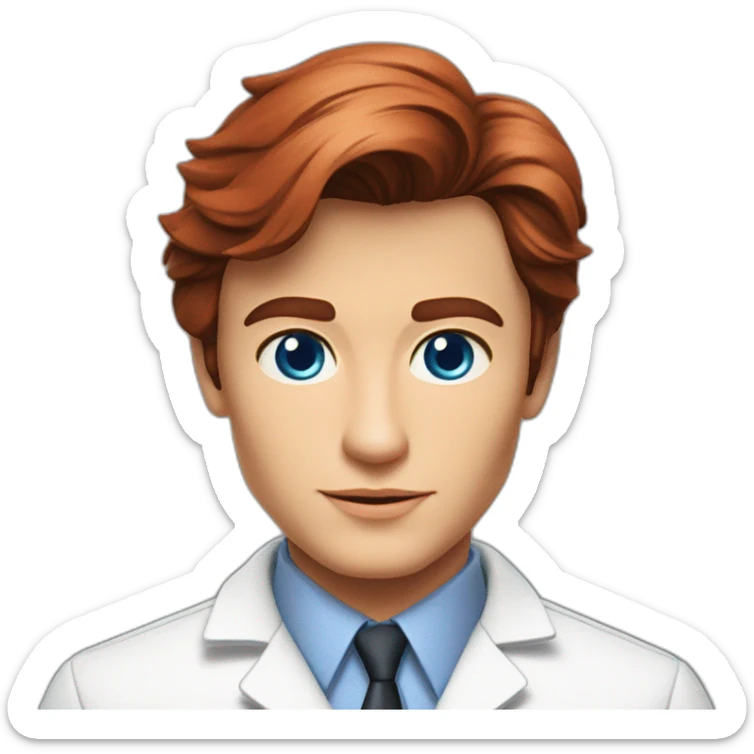 Alain Delon young lab scientist blue eyes short red hair sticker