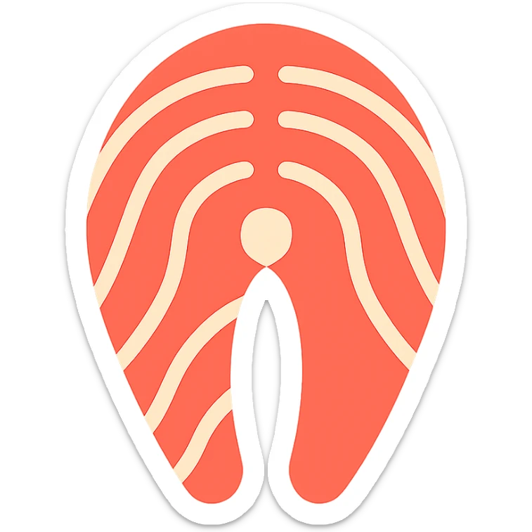 minimal flat icon of salmon fillet with simple shapes and bold colors sticker