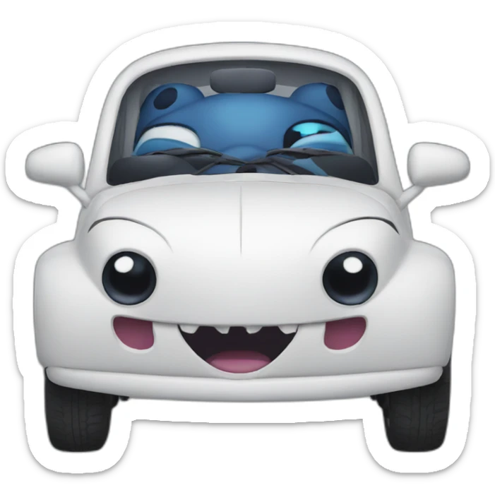 A car shaped like stitch sticker