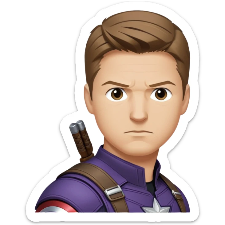 hawkeye clint barton portrait marvel, brown hair from captain america: civil war sticker