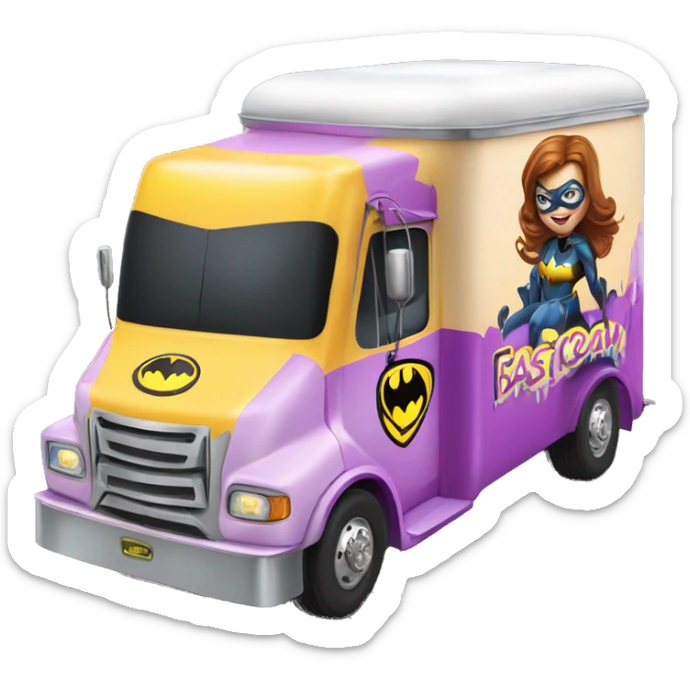 Batgirl’s fastest hot rod tri-axle oversized ice cream truck  sticker