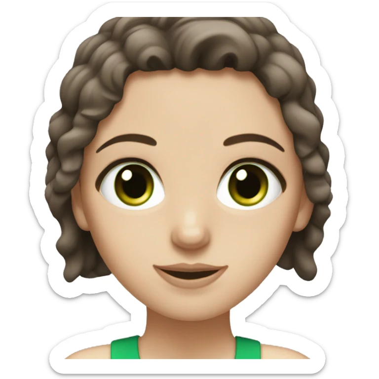 White girl with dark brown hair and green eyes sticker