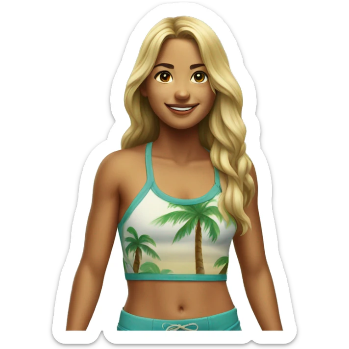 realistic portrait of a gorgeous Hawaiian surfer girl sticker