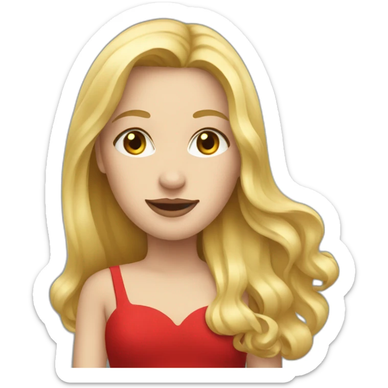 long blonde hair woman in red dress sticker