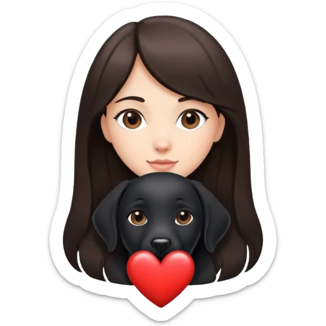 Brunette with a heart in the shape of a black labrador dog sticker